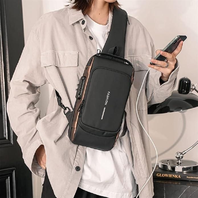 Sling Bag For Men & Women - Anti-Theft with USB Charging Port