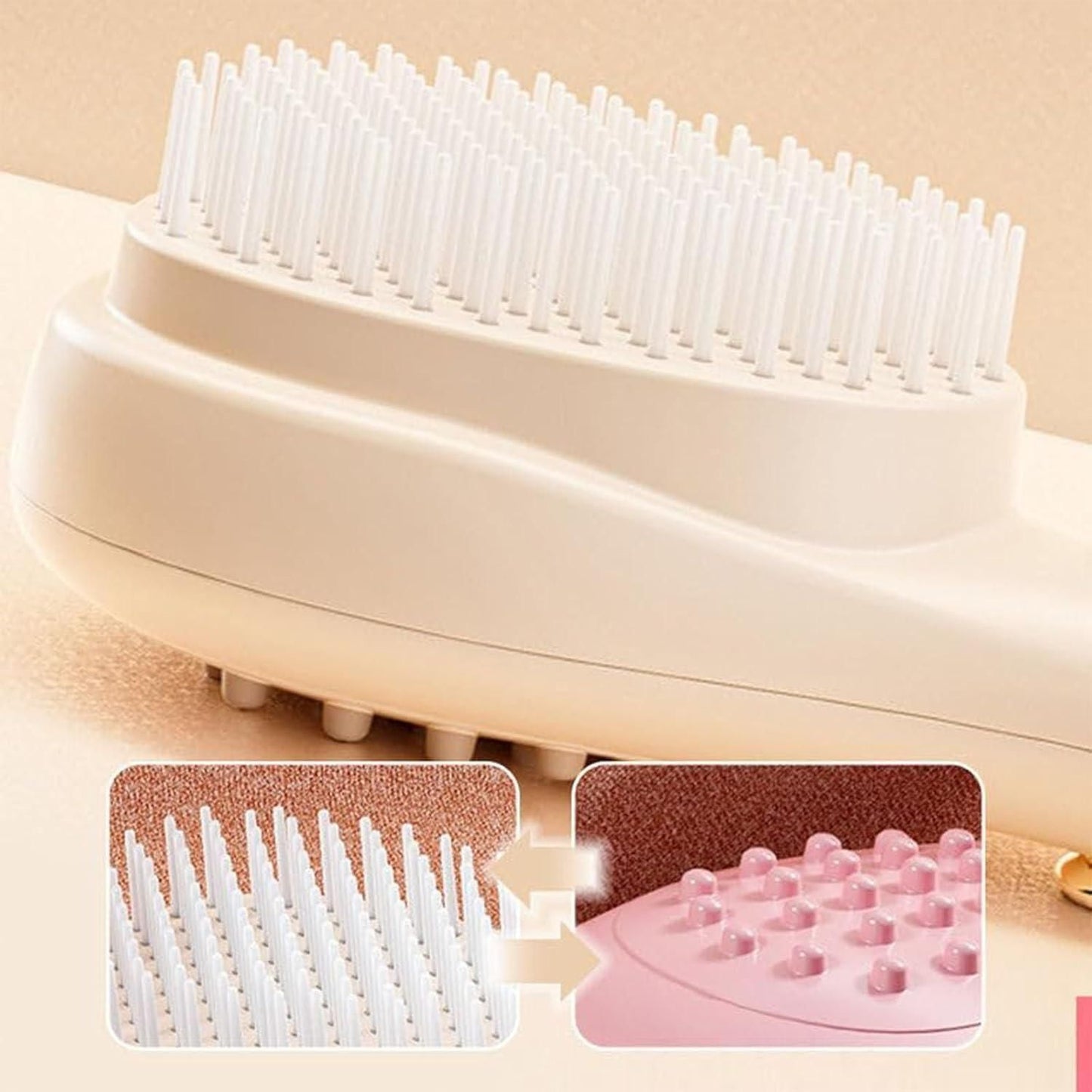 Self Cleaning cum Massage Comb with Retractable Bristle