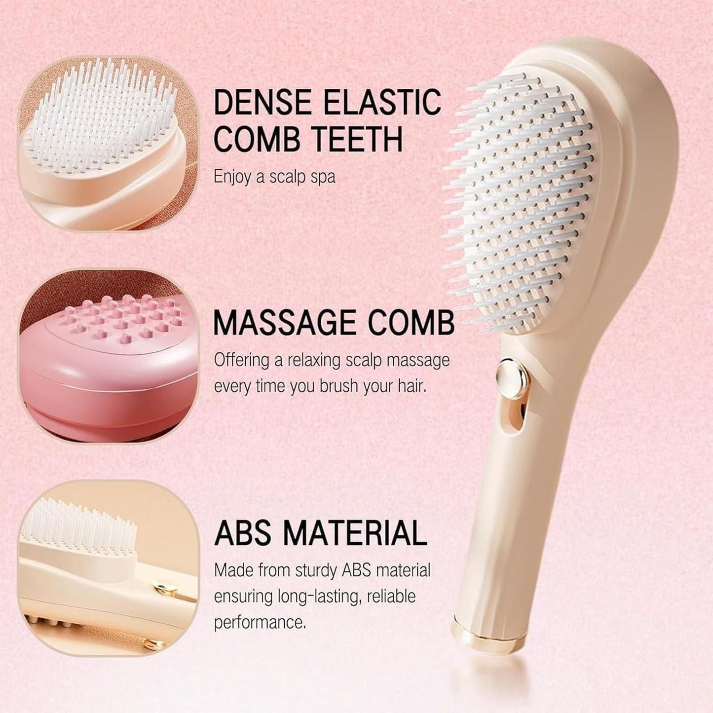 Self Cleaning cum Massage Comb with Retractable Bristle